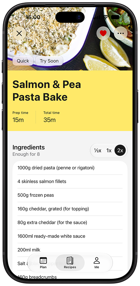 A recipe in TeaTonight with ingredients and step-by-step cooking instructions